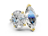 Yellow gold Oval and Marquise Toi Moi Ring with Prong Setting and Micro Pave Band
