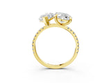 Yellow gold Oval and Marquise Toi Moi Ring with Prong Setting and Pave Band_58