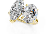 Yellow gold Oval and Marquise Toi Moi Ring with Prong Setting and Plain Band_41