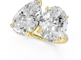Yellow gold Oval and Pear Toi Moi Ring with Prong Setting and Micro Pave Band 1