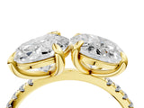 Yellow gold Oval and Pear Toi Moi Ring with Prong Setting and Micro Pave Band 4