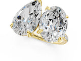 Yellow gold Oval and Pear Toi Moi Ring with Prong Setting and Pave Band 1