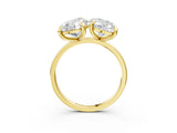 Yellow gold Oval and Pear Toi Moi Ring with Prong Setting and Plain Band 3