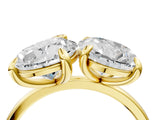 Yellow gold Oval and Pear Toi Moi Ring with Prong Setting and Plain Band 4