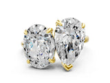 Yellow gold Oval and Pear Toi Moi Ring with Prong Setting and Plain Band