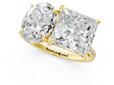 Yellow gold Oval and Princess Toi Moi Ring with Prong Setting and Micro Pave Band 1