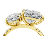 Yellow gold Oval and Princess Toi Moi Ring with Prong Setting and Micro Pave Band 4