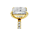 Yellow gold Oval and Princess Toi Moi Ring with Prong Setting and Micro Pave Band 5