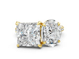 Yellow gold Oval and Princess Toi Moi Ring with Prong Setting and Micro Pave Band