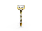 Yellow gold Oval and Princess Toi Moi Ring with Prong Setting and Pave Band 2