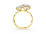 Yellow gold Oval and Princess Toi Moi Ring with Prong Setting and Pave Band 3