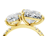 Yellow gold Oval and Princess Toi Moi Ring with Prong Setting and Pave Band 4
