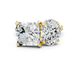 Yellow gold Oval and Princess Toi Moi Ring with Prong Setting and Pave Band