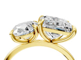 Yellow gold Oval and Princess Toi Moi Ring with Prong Setting and Plain Band 4