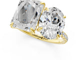 Yellow gold Oval and Radiant Toi Moi Ring with Prong Setting and Micro Pave Band 1