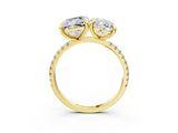 Yellow gold Oval and Radiant Toi Moi Ring with Prong Setting and Micro Pave Band 3