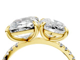 Yellow gold Oval and Radiant Toi Moi Ring with Prong Setting and Micro Pave Band 4