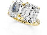 Yellow gold Oval and Radiant Toi Moi Ring with Prong Setting and Pave Band_106