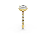 Yellow gold Oval and Radiant Toi Moi Ring with Prong Setting and Pave Band_107