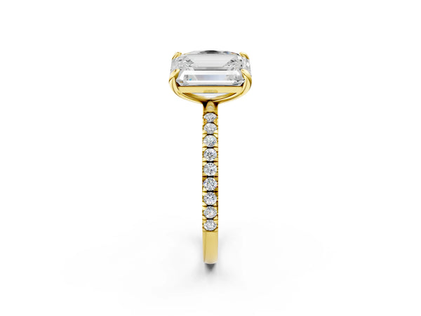 Yellow Gold Oval and Radiant Cut Laboratory-Grown Diamond Toi et Moi Engagement Ring with Pave Band