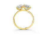 Yellow gold Oval and Radiant Toi Moi Ring with Prong Setting and Pave Band_108