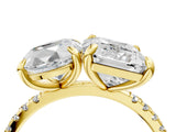 Yellow gold Oval and Radiant Toi Moi Ring with Prong Setting and Pave Band_109
