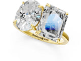 Yellow gold Oval and Radiant Toi Moi Ring with Prong Setting and Plain Band 1