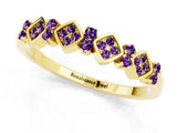 Yellow gold Pavé Cushion Amethyst Cluster Eternity Band with Prong Setting_19