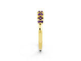 Yellow gold Pavé Cushion Amethyst Cluster Eternity Band with Prong Setting_20
