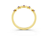 Yellow gold Pavé Cushion Amethyst Cluster Eternity Band with Prong Setting_21
