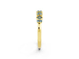 Yellow gold Pavé Cushion Aquamarine Cluster Eternity Band with Prong Setting_20