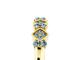 Yellow gold Pavé Cushion Aquamarine Cluster Eternity Band with Prong Setting_23