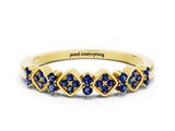 Yellow gold Pavé Cushion Blue Sapphire Cluster Eternity Band with Prong Setting_18
