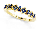 Yellow gold Pavé Cushion Blue Sapphire Cluster Eternity Band with Prong Setting_19