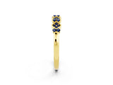 Yellow gold Pavé Cushion Blue Sapphire Cluster Eternity Band with Prong Setting_20