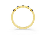 Yellow gold Pavé Cushion Blue Sapphire Cluster Eternity Band with Prong Setting_21