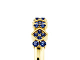 Yellow gold Pavé Cushion Blue Sapphire Cluster Eternity Band with Prong Setting_23