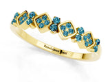 Yellow gold Pavé Cushion Blue Topaz Cluster Eternity Band with Prong Setting_19