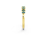Yellow gold Pavé Cushion Blue Topaz Cluster Eternity Band with Prong Setting_20