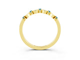 Yellow gold Pavé Cushion Blue Topaz Cluster Eternity Band with Prong Setting_21
