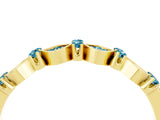 Yellow gold Pavé Cushion Blue Topaz Cluster Eternity Band with Prong Setting_22