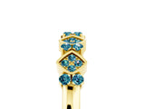 Yellow gold Pavé Cushion Blue Topaz Cluster Eternity Band with Prong Setting_23