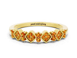 Yellow gold Pavé Cushion Citrine Cluster Eternity Band with Prong Setting_18
