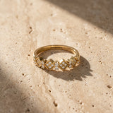 Yellow gold Pavé Cushion Diamond Cluster Eternity Band with Prong Setting_79