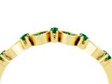 Yellow gold Pavé Cushion Emerald Cluster Eternity Band with Prong Setting_22