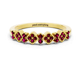 Yellow gold Pavé Cushion Garnet Cluster Eternity Band with Prong Setting_18