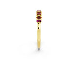 Yellow gold Pavé Cushion Garnet Cluster Eternity Band with Prong Setting_20