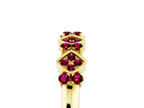 Yellow gold Pavé Cushion Garnet Cluster Eternity Band with Prong Setting_23