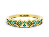 Yellow gold Pavé Cushion Green Sapphire Cluster Eternity Band with Prong Setting_18