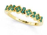 Yellow gold Pavé Cushion Green Sapphire Cluster Eternity Band with Prong Setting_19
